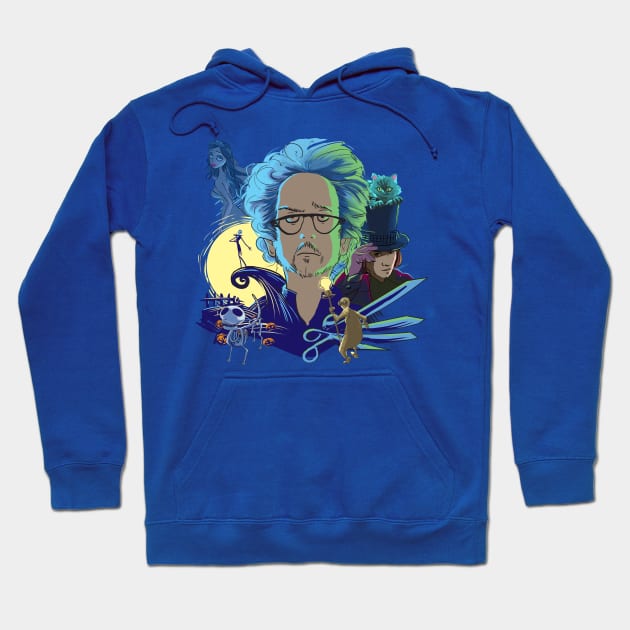 Tim Burton and his memorable characters Hoodie by Fine_Design